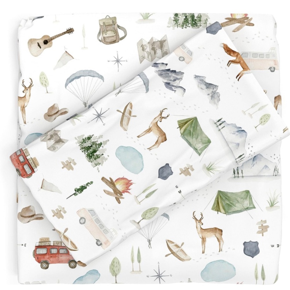 PobiBaby Twin Bed Sheet Set- Explore